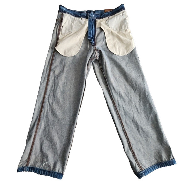 Jordan Craig Jeans Men's 36x32 Medium Blue Wash Distressed Bootcut Denim 79771 - Picture 5 of 16